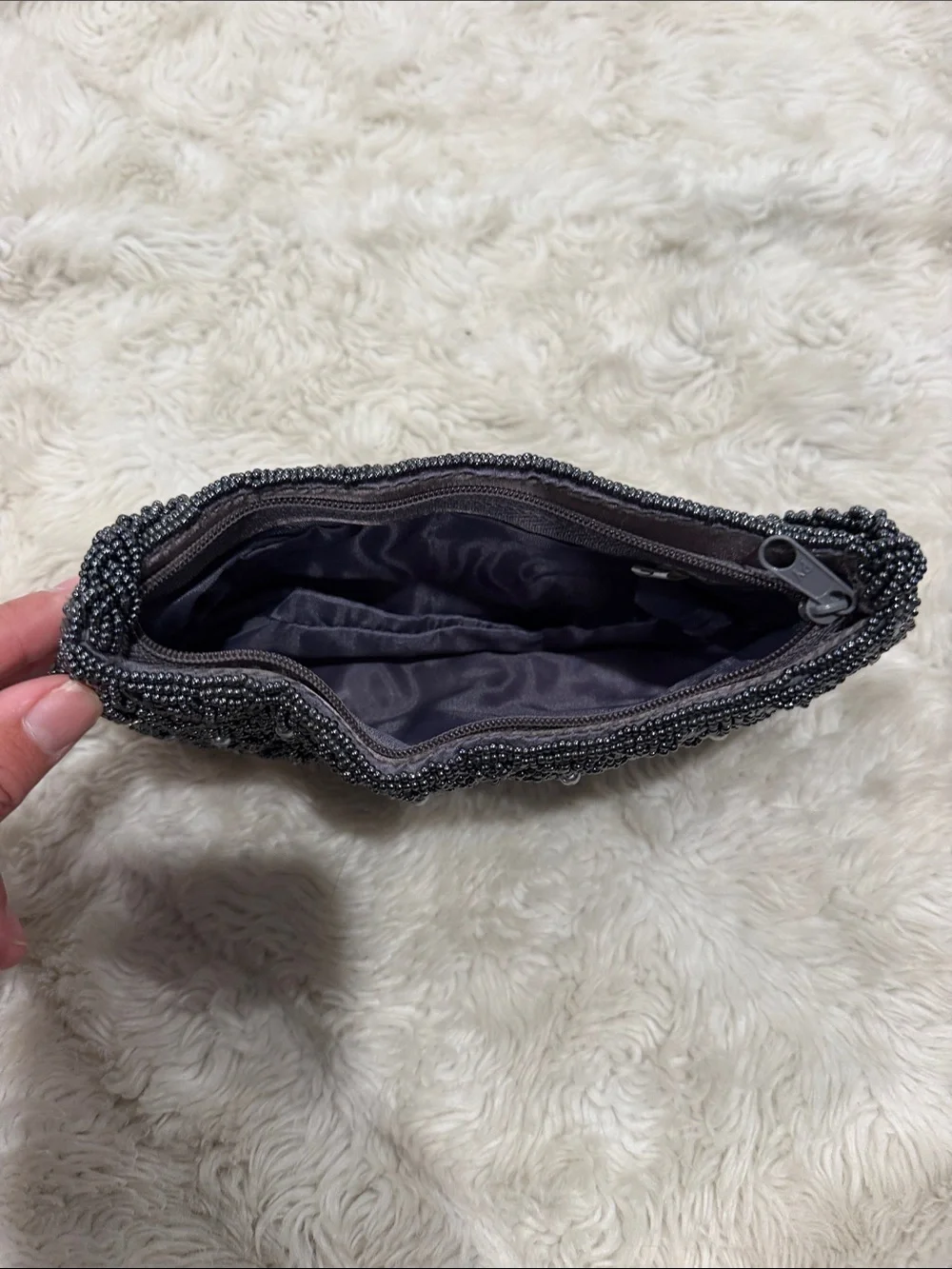 Elegant Black Beaded Evening Shoulder Bag